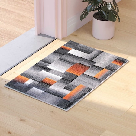 Flash Furniture Orange 2' x 3' Modern Color Blocked Area Rug ACD-RGTRZ861-23-OR-GG